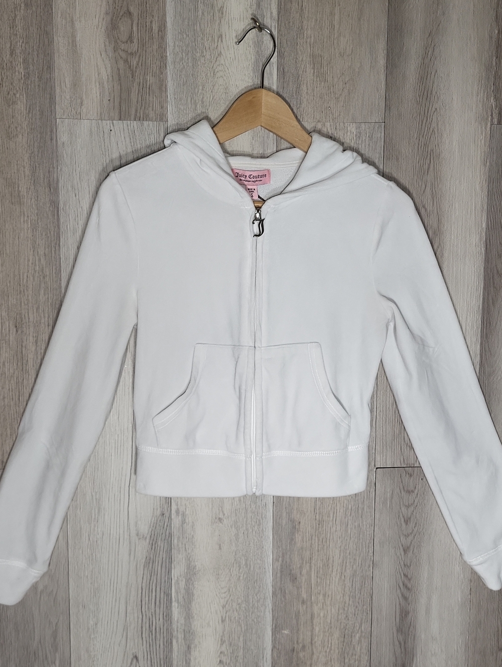 Juicy Couture Velour Cropped Zip Hoodie Rhinestone Back Womens Small Y2K